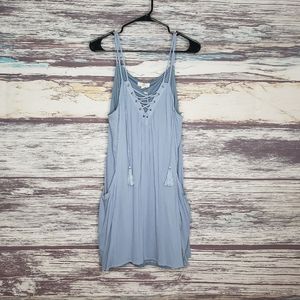 NWT Entro Boho style sleeveless blue dress pockets